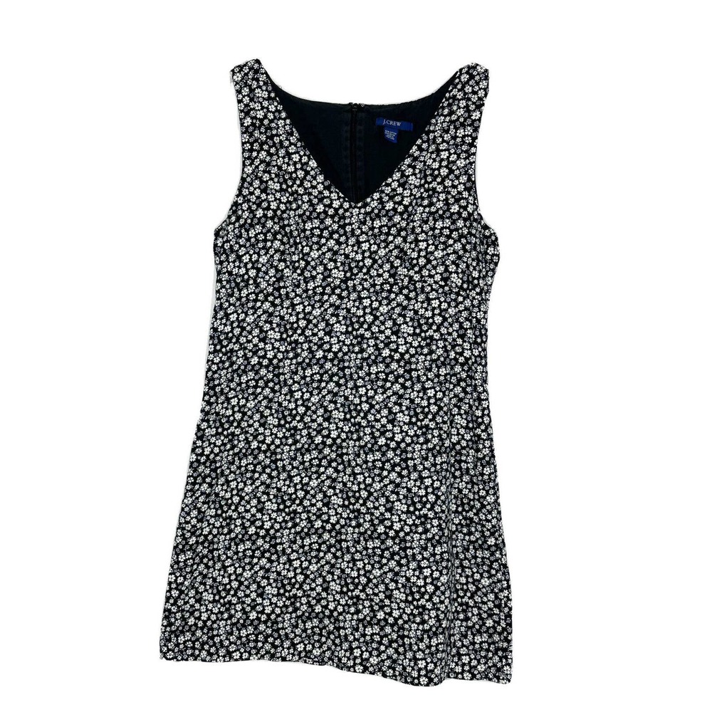 J.Crew Women’s VTG V Neck Floral Black White Stretch Dress Size 6